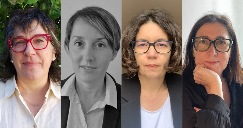 Fotografía das investigadoras que se incorporan ao CSIC en Galicia. De esquerda a dereita, Cristina Fernández Filgueira (MBG), Patricia López Sánchez (IIM), Critina Brice Pita (IIM) e María Ximena Senatore (INCIPIT).